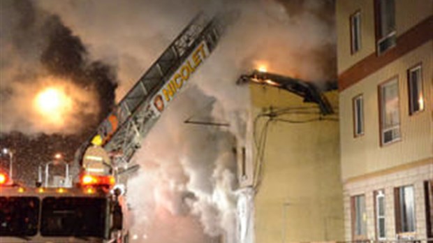 Incendie au centre-ville de Nicolet